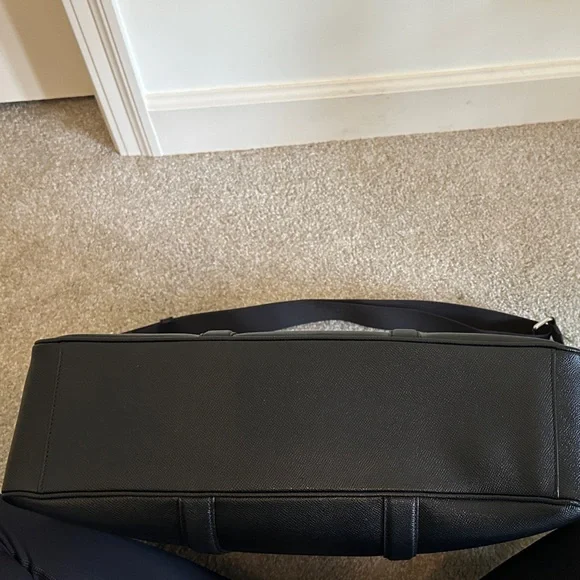 Coach Cross Grain Black Leather Briefcase Laptop Bag F59141 Metropolitan